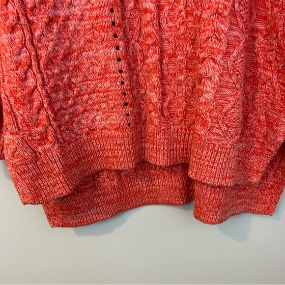 Pilcro/Anthropolgie Oversized Jasmine Cable Knit Tunic Sweater Red Size Medium - Picture 13 of 16
